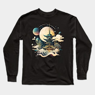 Japanese Temple Tokyo  Asian Inspired Retro Japan Long Sleeve T-Shirt